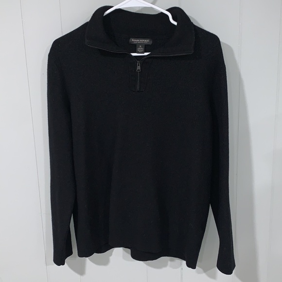 Banana Republic Half-Zip Merino Wool Black Pullover Sweater Size XL - Picture 1 of 5